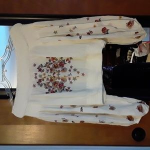 Altard State free people embroidered off shoulder peasant top nwt S
